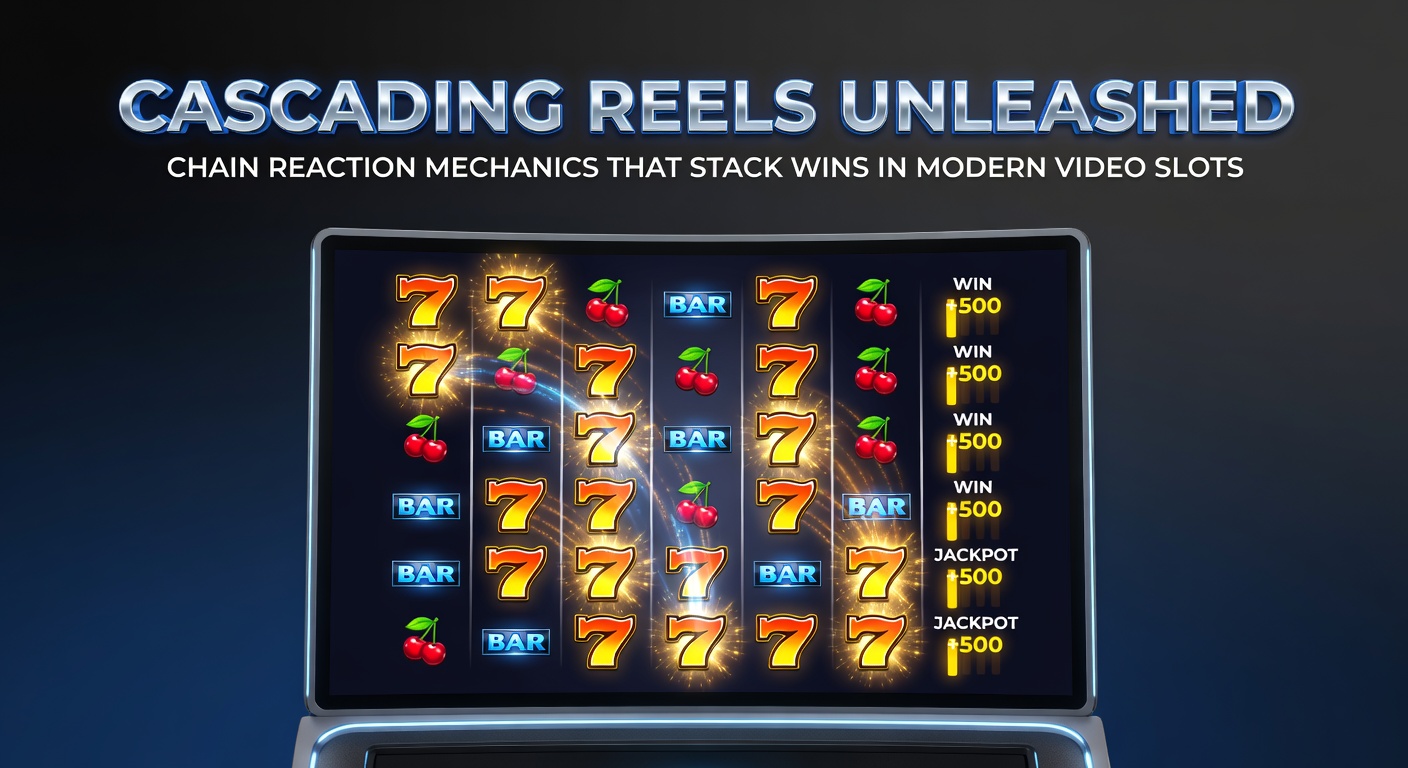 Dynamisches Screenshot eines modernen Video-Slots, bei dem Symbole nach einem Gewinn nach unten fallen und neue Kettenreaktionen auslösen