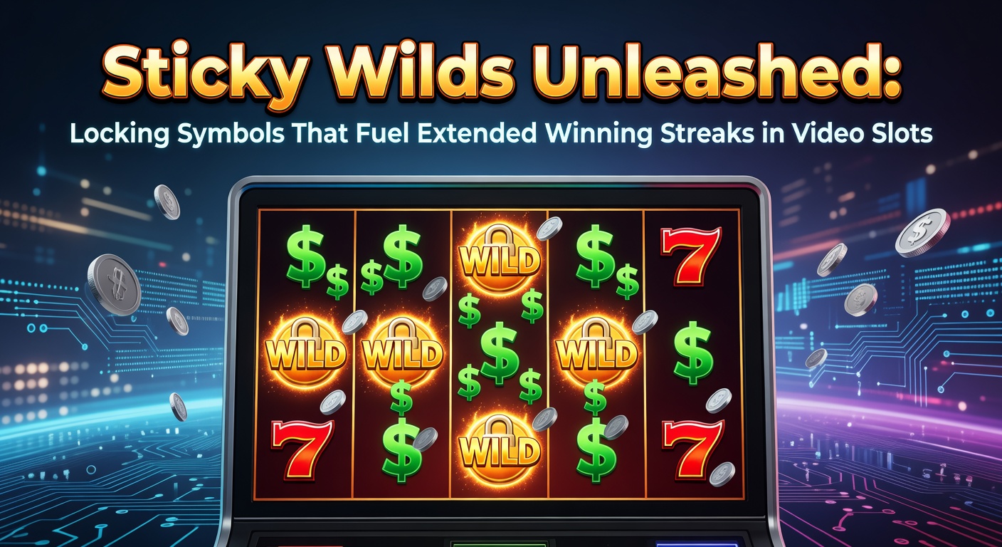 Dynamische Darstellung eines Video-Slots mit leuchtenden Sticky Wild-Symbolen, die über mehrere Spins hinweg fixiert bleiben und Gewinnlinien bilden