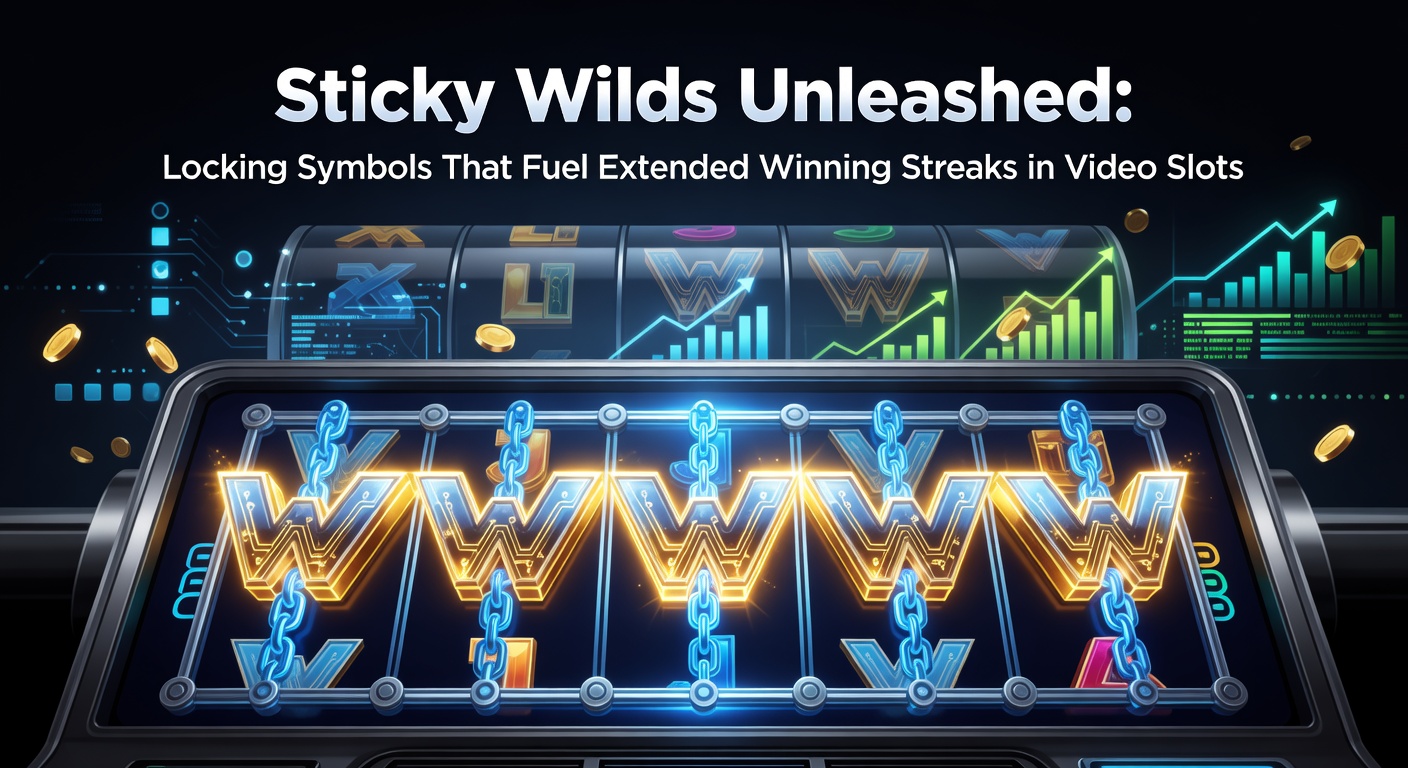 Nahaufnahme eines Slot-Bildschirms während einer Sticky-Wild-Serie: Mehrere Wild-Symbole fixiert auf leuchtendem Hintergrund, mit explodierenden Gewinnlinien und steigenden Multiplikatoren
